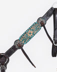 HILASON Floral Painted Beaded American Leather Horse Headstall Breast Collar