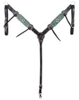HILASON Floral Painted Beaded American Leather Horse Headstall Breast Collar
