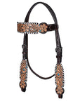 HILASON Floral Painted Beaded American Leather Horse Headstall Breast Collar