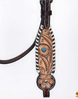 HILASON Floral Painted Beaded American Leather Horse Headstall Breast Collar