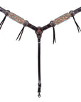 HILASON Floral Painted Beaded American Leather Horse Headstall Breast Collar