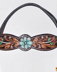 HILASON Floral Painted Beaded American Leather Horse Headstall Breast Collar