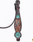 HILASON Floral Painted Beaded American Leather Horse Headstall Breast Collar