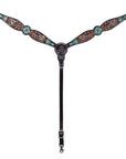 HILASON Floral Painted Beaded American Leather Horse Headstall Breast Collar