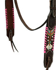 HILASON Floral Painted Beaded American Leather Horse Headstall Breast Collar