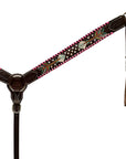 HILASON Floral Painted Beaded American Leather Horse Headstall Breast Collar