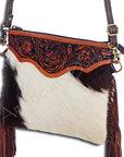 American Darling Small Crossbody Hand Tooled Hair On Genuine Leather Women Bag Western Handbag Purse