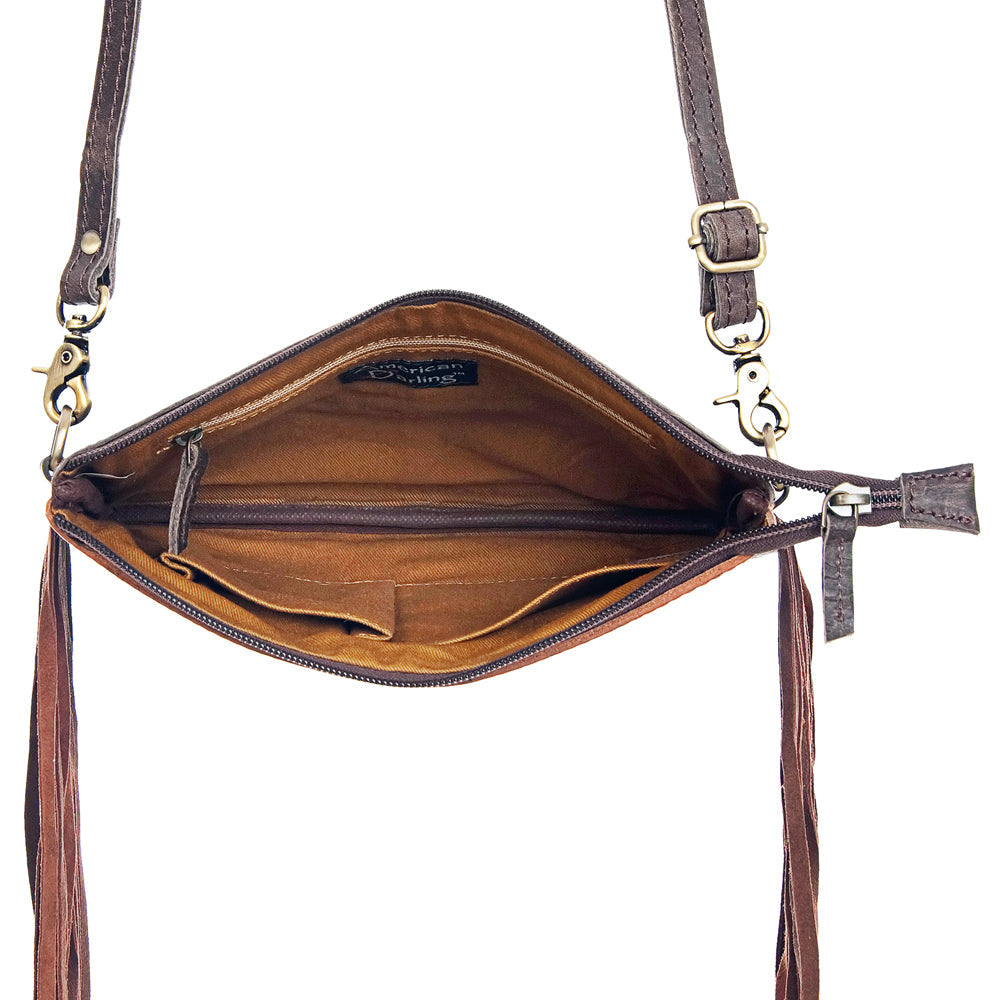 American Darling Small Crossbody Hand Tooled Hair On Genuine Leather Women Bag Western Handbag Purse