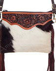 American Darling Small Crossbody Hand Tooled Hair On Genuine Leather Women Bag Western Handbag Purse