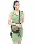 American Darling ADBG403BKW Small Crossbody Hand Tooled Hair-On Genuine Leather Women Bag Western Handbag Purse