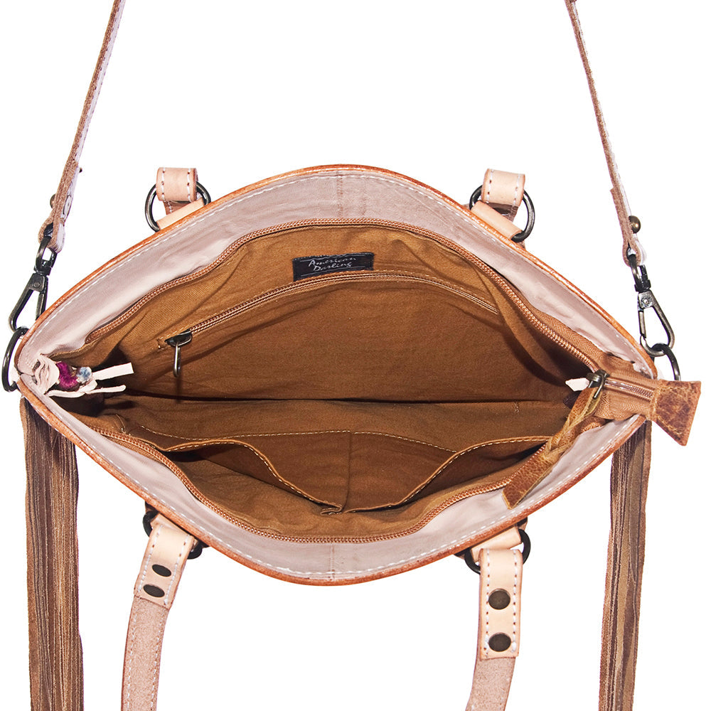 American Darling Cross Body I Hand Tooled Hair-On Genuine Leather Women Bag Western Handbag Purse
