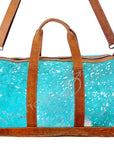 American Darling ADBGS174TRQ Duffel Hair On Genuine Leather Women Bag Western Handbag Purse