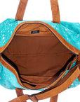 American Darling ADBGS174TRQ Duffel Hair On Genuine Leather Women Bag Western Handbag Purse