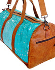 American Darling ADBGS174TRQ Duffel Hair On Genuine Leather Women Bag Western Handbag Purse