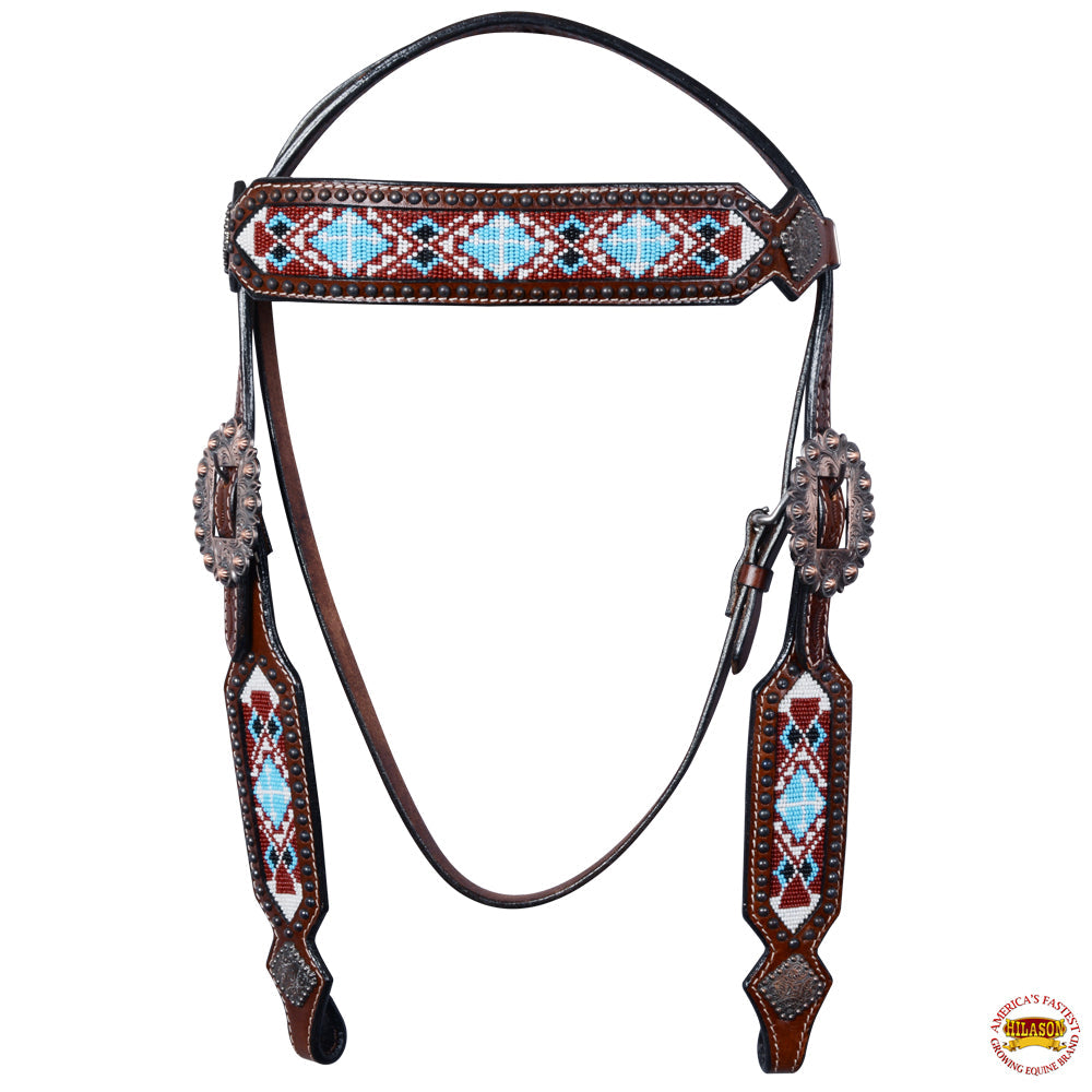 Western Horse Headstall American Leather Brown Hilason