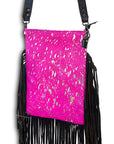 American Darling ADBGS192PKACSL Messenger Hair On Genuine Leather Women Bag Western Handbag Purse