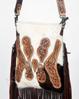 American Darling ADBG393 Messenger Hand Tooled Hair-On Genuine Leather Women Bag Western Handbag Purse