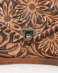 American Darling ADBG395BR Envelope Hand Tooled Genuine Leather Women Bag Western Handbag Purse