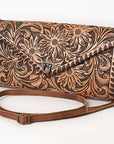 American Darling ADBG395BR Envelope Hand Tooled Genuine Leather Women Bag Western Handbag Purse