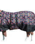 Hilason 600D Winter Waterproof Horse Turnout Blanket Belly Wrap Black Aztec