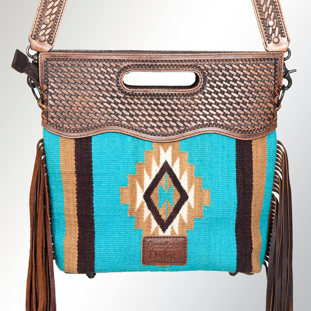 American Darling ADBG265BR Tote Saddle Blanket Genuine Leather Women Bag Western Handbag Purse