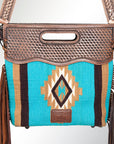 American Darling ADBG265BR Tote Saddle Blanket Genuine Leather Women Bag Western Handbag Purse