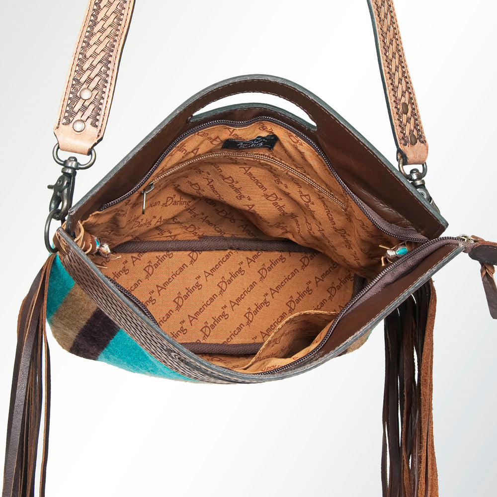 American Darling ADBG265BR Tote Saddle Blanket Genuine Leather Women Bag Western Handbag Purse