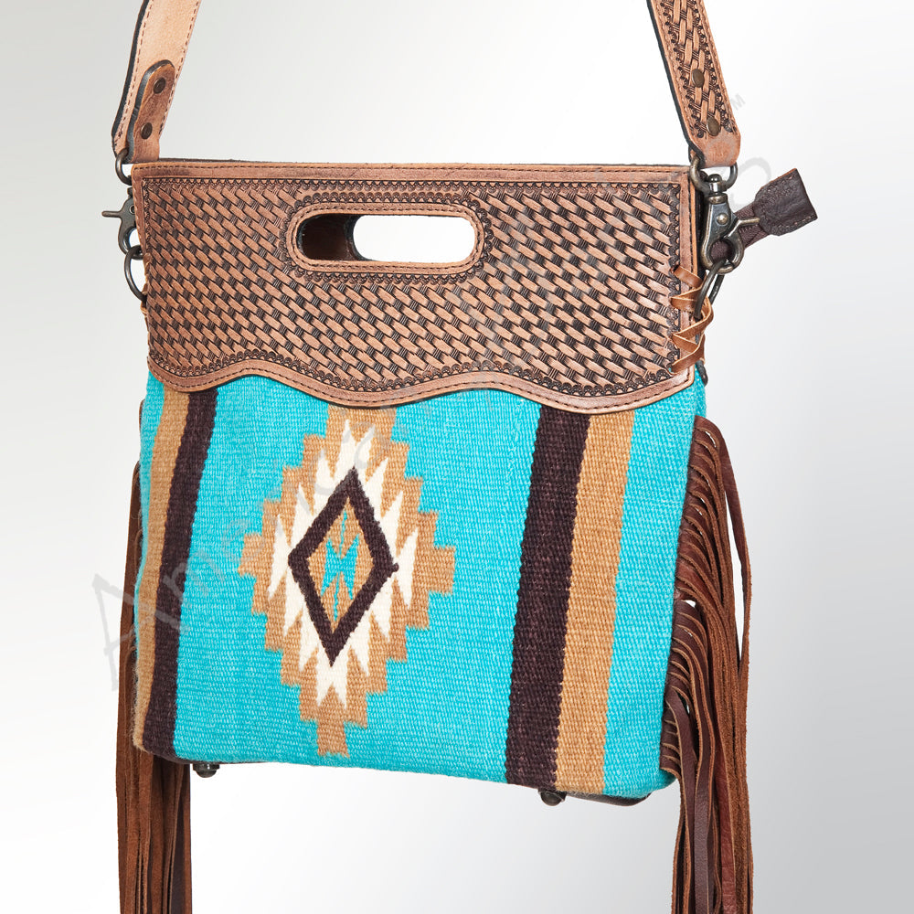 American Darling ADBG265BR Tote Saddle Blanket Genuine Leather Women Bag Western Handbag Purse