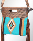 American Darling ADBG265BR Tote Saddle Blanket Genuine Leather Women Bag Western Handbag Purse