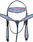 Western Horse Headstall Breast Collar Set  American Leather Fish Hilason
