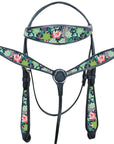 Hilason Western Horse Headstall Breast Collar American Leather Cactus