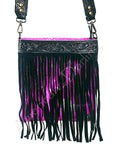 American Darling ADBGS172PKACSLBK Cross Body Hand Tooled Hair On Genuine Leather Women Bag Western Handbag Purse