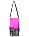 American Darling ADBGS192PKACSLBK Messenger Hair On Genuine Leather Women Bag Western Handbag Purse