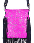 American Darling ADBGS192PKACSLBK Messenger Hair On Genuine Leather Women Bag Western Handbag Purse