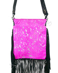 American Darling ADBGS192PKACSLBK Messenger Hair On Genuine Leather Women Bag Western Handbag Purse