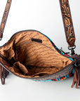 American Darling ADBGZ107R Signature Crossbody Hand Tooled Saddle Blanket Genuine Leather Women Bag Western Handbag Purse