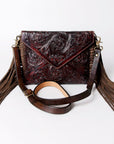 American Darling ADBG476ANTBR Envelope Hand Tooled Genuine Leather Women Bag Western Handbag Purse