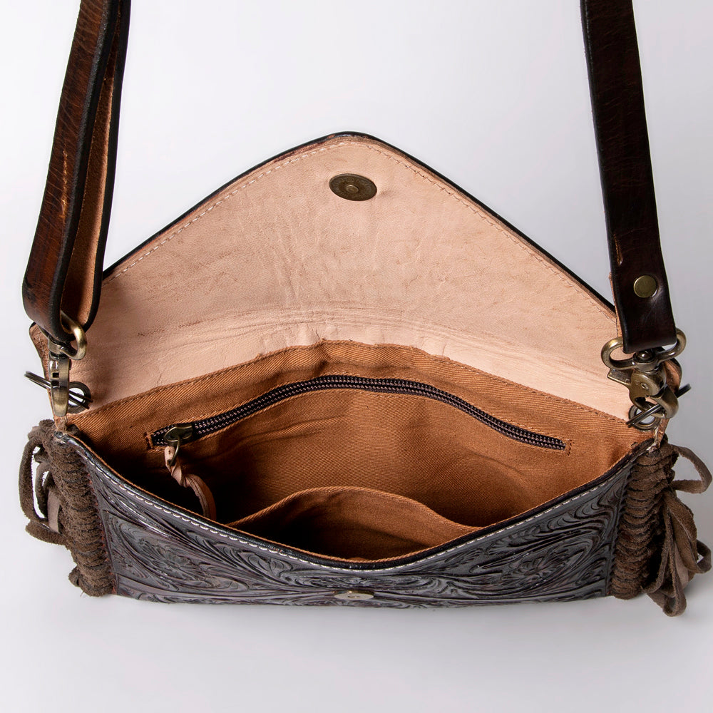 American Darling ADBG476ANTBR Envelope Hand Tooled Genuine Leather Women Bag Western Handbag Purse