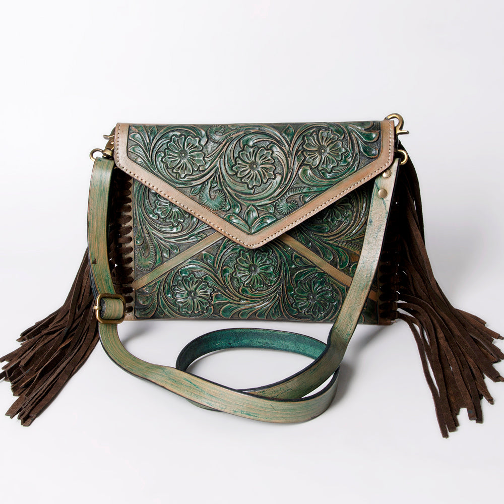 American Darling ADBG476ANTBR Envelope Hand Tooled Genuine Leather Women Bag Western Handbag Purse
