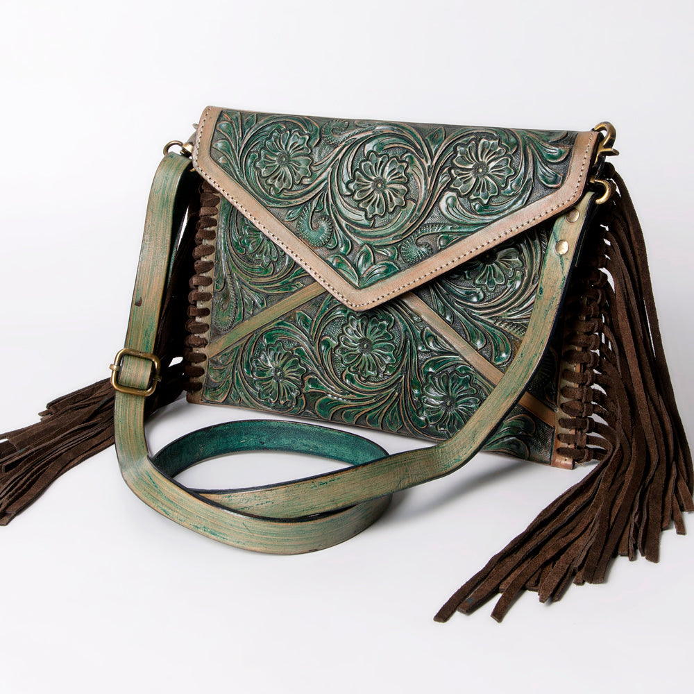 American Darling ADBG476ANTBR Envelope Hand Tooled Genuine Leather Women Bag Western Handbag Purse