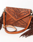 American Darling ADBG480 Envelope Hand Tooled Genuine Leather Women Bag Western Handbag Purse