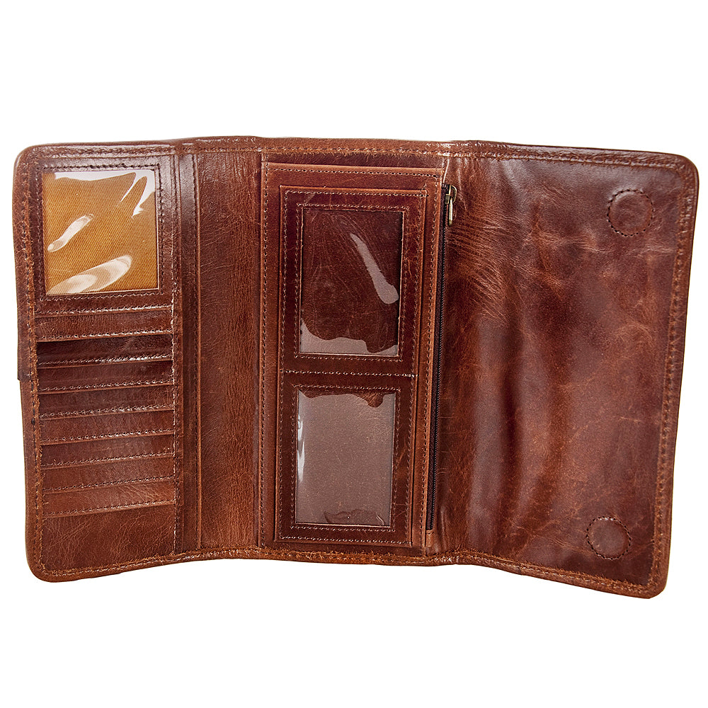 American Darling ADBG486A Wallet Hand Tooled Genuine Leather Women Bag Western Handbag Purse