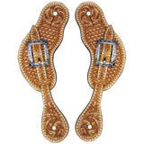 Western Leather Spur Straps Diamond Sparkle Carved Spur Straps Hilason