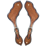 Western Leather Spur Straps Diamond Sparkle Carved Spur Straps Hilason