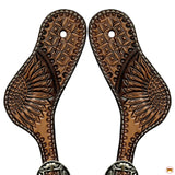 Western Leather Spur Straps Diamond Sparkle Carved Spur Straps Hilason