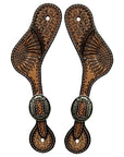 Western Leather Spur Straps Diamond Sparkle Carved Spur Straps Hilason
