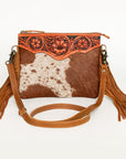 American Darling Small Crossbody Hand Tooled Hair On Genuine Leather Women Bag Western Handbag Purse