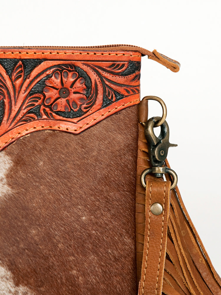 American Darling Small Crossbody Hand Tooled Hair On Genuine Leather Women Bag Western Handbag Purse