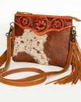 American Darling Small Crossbody Hand Tooled Hair On Genuine Leather Women Bag Western Handbag Purse