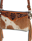 American Darling Small Crossbody Hand Tooled Hair On Genuine Leather Women Bag Western Handbag Purse
